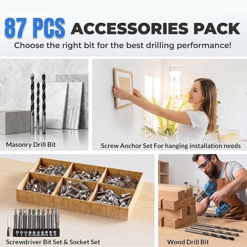 Brushless Cordless Drill Driver Kit, 575 In-Lbs Torque, 25+1 Clutch, 2-Speed Power Drill for Wood, Metal, DIY Home Repair & Furniture Assembly in Kuwait