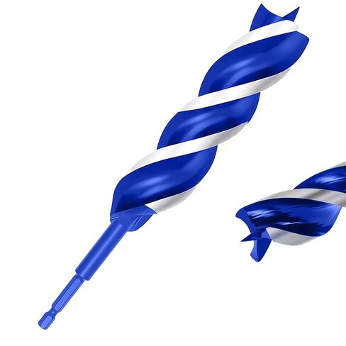 1/4 Inch Auger Drill Bit for Wood, 12" Long Carbon Steel Quick Change Hex Shank Wood Drill Bit for Hardwood, Softwood and Plastic (Blue) in Saudi Arabia