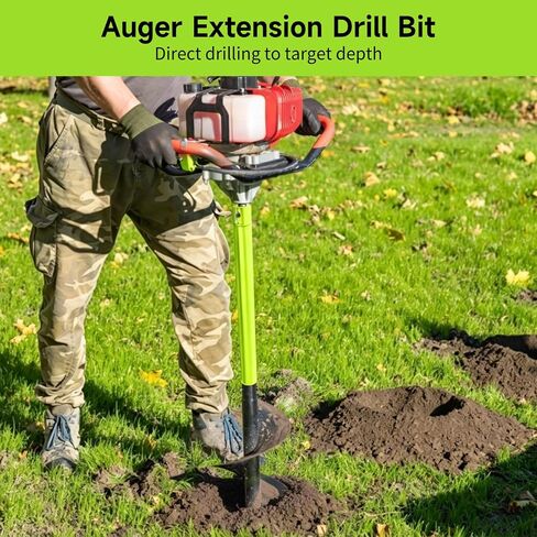 3 Pcs Auger Extension Drill Bits Set, 3/4" Shaft, Green, 7.7/11.4/19.3 in | Post hole digger extension rods in 3 lengths with locking pins for earth auger drilling, garden planting and fence work in Kuwait