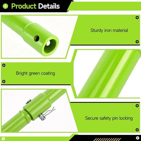 3 Pcs Auger Extension Drill Bits Set, 3/4" Shaft, Green, 7.7/11.4/19.3 in | Post hole digger extension rods in 3 lengths with locking pins for earth auger drilling, garden planting and fence work in Kuwait