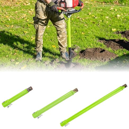 3 Pcs Auger Extension Drill Bits Set, 3/4" Shaft, Green, 7.7/11.4/19.3 in | Post hole digger extension rods in 3 lengths with locking pins for earth auger drilling, garden planting and fence work in Kuwait