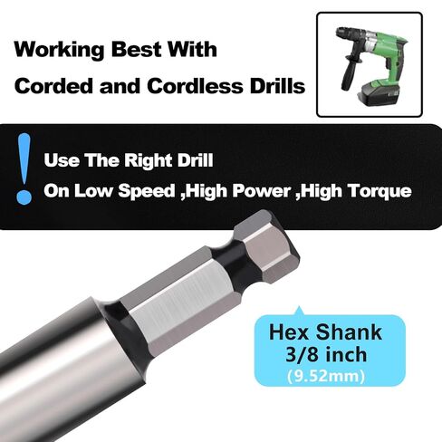 1-1/4 inch X 6.1 inch Auger Bit for Wood, 32x155mm Hex Long Auger Drill Bit for Wood, Hard Wood,Ship, Composite Materials,3/8 inch Hex Shank in Kuwait