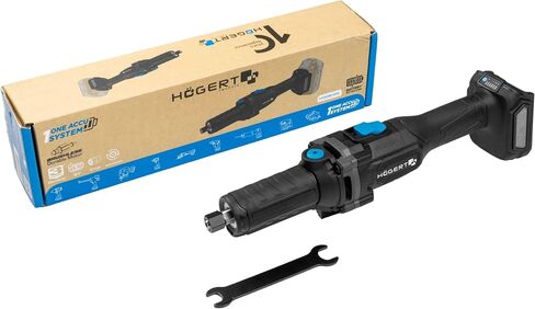 HÖGERT TECHNIK OneAccuSystem Cordless Straight Grinder 18 V Brushless Motor, Rod Grinder for Metal, Wood and Plastic, Speed Control, Wireless, without Battery in Kuwait