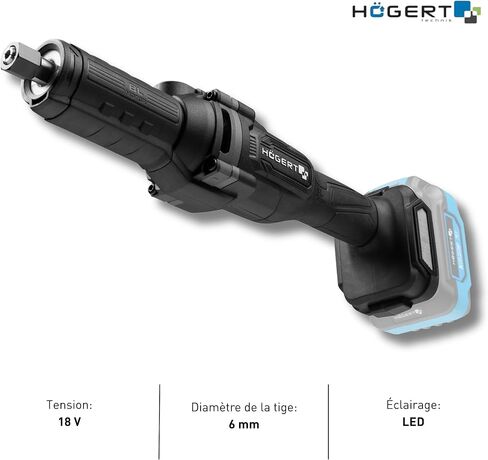 HÖGERT TECHNIK OneAccuSystem Cordless Straight Grinder 18 V Brushless Motor, Rod Grinder for Metal, Wood and Plastic, Speed Control, Wireless, without Battery in Kuwait