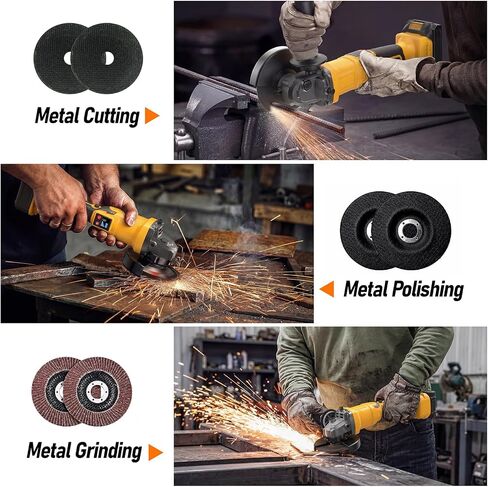 Cordless Angle Grinder Fit for Dewalt 20V Max Battery(No Battery) | 4-1/2" Brushless Angle Grinder with 3 Speeds, 9300RPM, Tool Bag, 6 Wheels for Metal Cutting, Griding,and Polishing in Kuwait