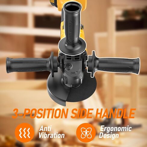 Cordless Angle Grinder Fit for Dewalt 20V Max Battery(No Battery) | 4-1/2" Brushless Angle Grinder with 3 Speeds, 9300RPM, Tool Bag, 6 Wheels for Metal Cutting, Griding,and Polishing in Kuwait
