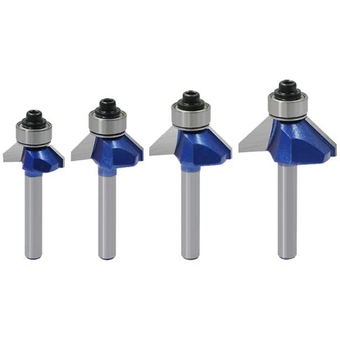 4PCS 45 Degree Chamfer Router Bit Set, 1/4 inch Shank | Carbide Tip, for Woodworking in Kuwait