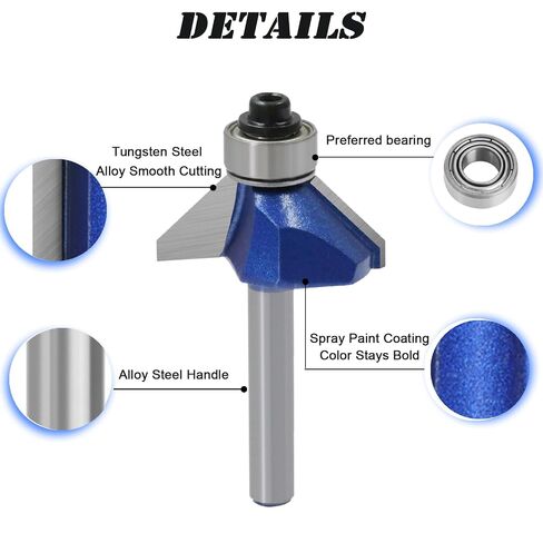 4PCS 45 Degree Chamfer Router Bit Set, 1/4 inch Shank | Carbide Tip, for Woodworking in Kuwait
