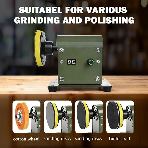 Electric Resin Sander and Polishers, Resin Polishing Kit, Adjustable Speed&Low Noise with 28 PCS Wet and Dry Sandpaper and 1Pcs Cotton Polishing wheel for Wood, Jewel, Metal (Olive Green) in Kuwait