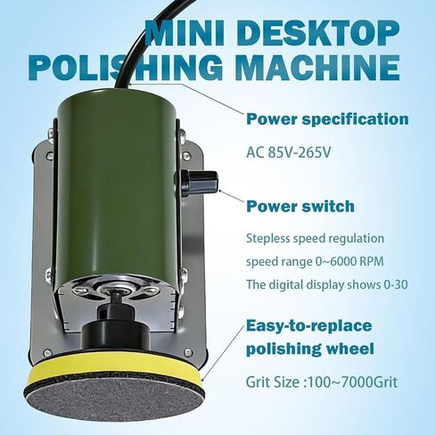 Electric Resin Sander and Polishers, Resin Polishing Kit, Adjustable Speed&Low Noise with 28 PCS Wet and Dry Sandpaper and 1Pcs Cotton Polishing wheel for Wood, Jewel, Metal (Olive Green) in Kuwait