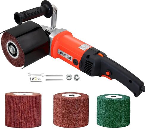 HIGHTOP 1400W Handheld Burnishing Polisher Machine, 110V Electric Sander Polisher with 4 Non-woven Burnishing Wheels (60# 120# 240# 320#) for Wood Stainless Steel Polishing in Kuwait