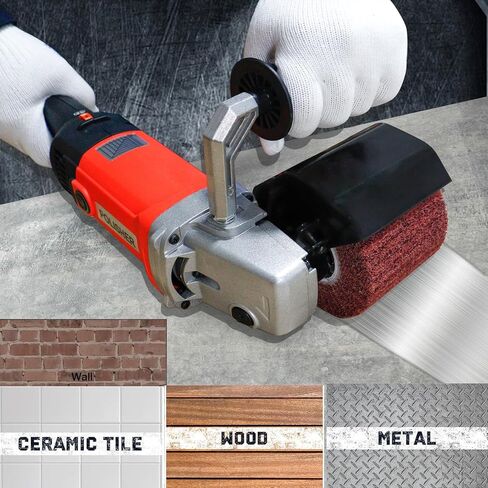 HIGHTOP 1400W Handheld Burnishing Polisher Machine, 110V Electric Sander Polisher with 4 Non-woven Burnishing Wheels (60# 120# 240# 320#) for Wood Stainless Steel Polishing in Kuwait