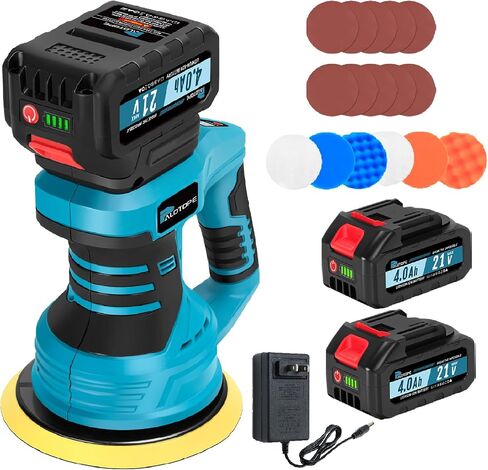 6"Car Buffer Polisher Kit,Pulidora De Autos with 2 x 4.0 Ah Batteries,Car Wax Buffer with 8 Variable Speed Cordless ,Car Wax Buffer for Car Boat Detailing ,Polishing,Scratch Removing in Kuwait