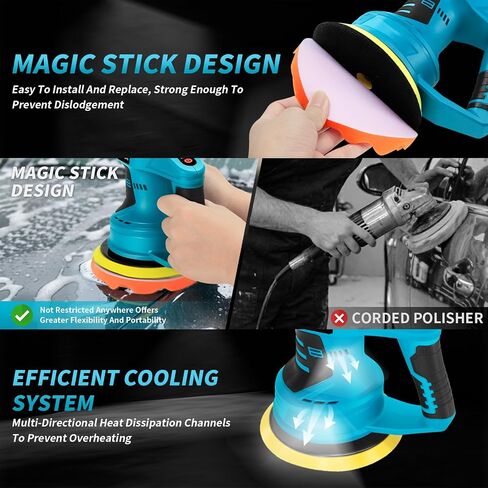 6"Car Buffer Polisher Kit,Pulidora De Autos with 2 x 4.0 Ah Batteries,Car Wax Buffer with 8 Variable Speed Cordless ,Car Wax Buffer for Car Boat Detailing ,Polishing,Scratch Removing in Kuwait