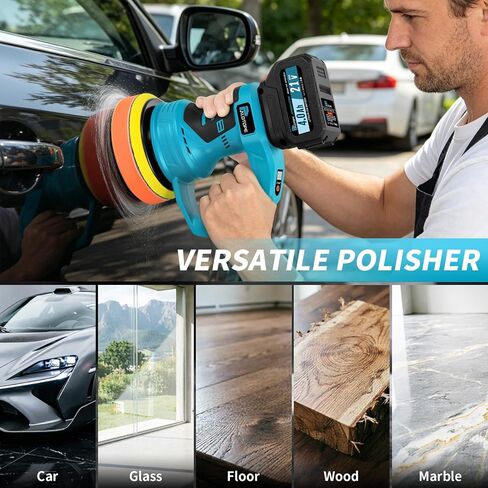 6"Car Buffer Polisher Kit,Pulidora De Autos with 2 x 4.0 Ah Batteries,Car Wax Buffer with 8 Variable Speed Cordless ,Car Wax Buffer for Car Boat Detailing ,Polishing,Scratch Removing in Kuwait