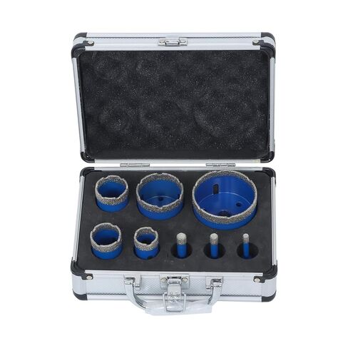 findmall 8pcs Diamond Hole Saw Drill Bits Set, 6-68mm M14 Threaded Core Drill Bits for Tile, Ceramic, Porcelain, Marble, Granite, Stone - Triangle Shank with Storage Case (Blue) in Kuwait