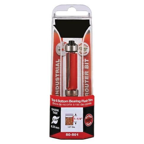 50-501 Flush Trim Router Bit for Freud, 1/2" Top & Bottom Bearing Flush Cut Router Bit with Carbide for Maximum Performance, Ideal for Template Work & Laminate Routing, 1/2" Diameter, 1/4" Shank,2 Cut in Kuwait