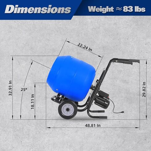 BILT HARD 4 Cu.Ft. Electric Cement Mixer, Poly Drum Concrete Mixer Heavy Duty, Portable Power Cement Mixing Tools for Stucco, Mortar, Fodder in Kuwait