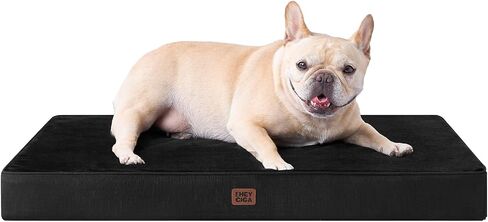 EHEYCIGA Orthopedic Dog Beds for Medium Sized Dogs 30x20Inch，Washable Egg Crate Memory Foam Dog Mats with Removerable Waterproof Cover and Non-Slip Bottom，Black in Saudi Arabia