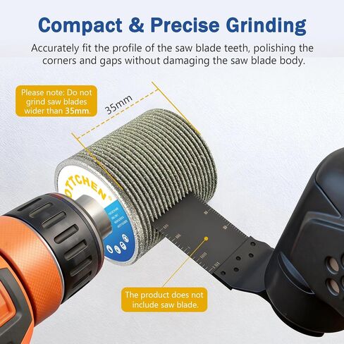 SCOTTCHEN Oscillating Saw Blade Sharpener, Re-Sharpens Dull Saw Blades, Diamond Oscillating Multi-Tool Blade Sharpener for Hand Drills - Upgraded Frameless Design to Quickly Restore Dull Blades in Kuwait