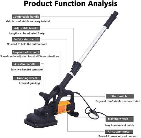 4-Head Concrete Floor Grinder Set, Concrete Grinder with 6-Speed Control, for Marble & Stone Polishing,3800W in Kuwait