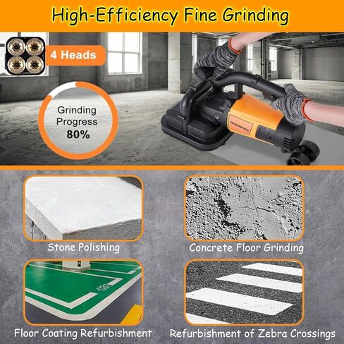 4-Head Concrete Floor Grinder Set, Concrete Grinder with 6-Speed Control, for Marble & Stone Polishing,3800W in Kuwait