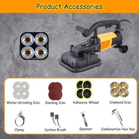 4-Head Concrete Floor Grinder Set, Concrete Grinder with 6-Speed Control, for Marble & Stone Polishing,3800W in Kuwait