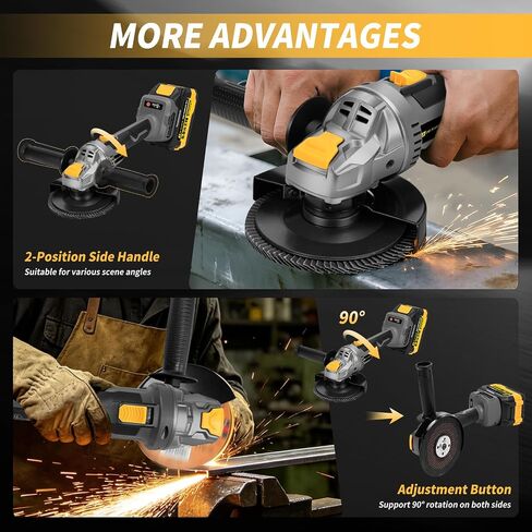 JEXUGK Cordless Angle Grinder 5 Inch, 10000RPM Brushless Motor Cordless Grinder Tool with 2x6.0Ah Batteries, 21V Electric Angle Grinder Portable with 5 Discs, for Metal Cutting, Auto Body, DIY in Kuwait