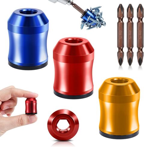 3Pcs Magnetic Screw Ring & 3Pcs PH2 Screwdriver Bit Set, 1/4 Inch/6.35mm Universal Magnetic Screw Holder, Removable Strong Magnet Bit Ring for Drills, Home DIY & Woodworking in Kuwait