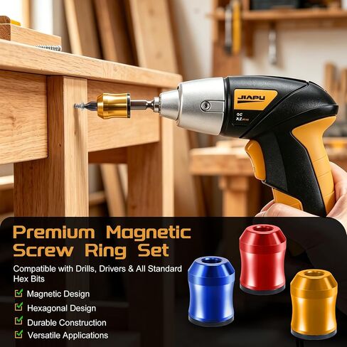 3Pcs Magnetic Screw Ring & 3Pcs PH2 Screwdriver Bit Set, 1/4 Inch/6.35mm Universal Magnetic Screw Holder, Removable Strong Magnet Bit Ring for Drills, Home DIY & Woodworking in Kuwait