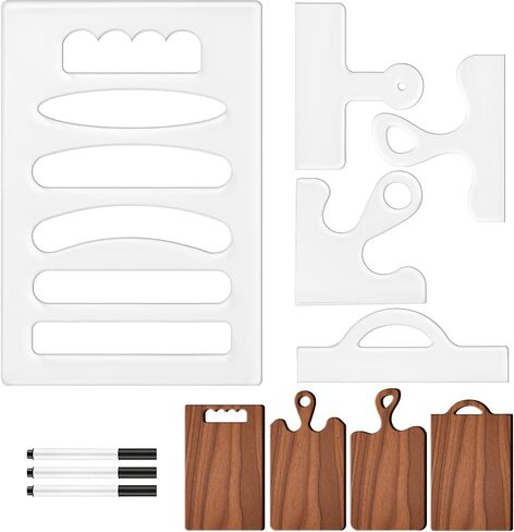 5 Pcs Router Templates for Woodworking, Acrylic Charcuterie Board Handle Template, Thick Handle Cutting Board Template, Angled Curvy Tracing Stencils Cut Guide Tools for Kitchen Woodworking in Kuwait