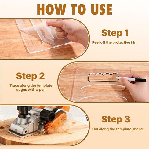 5 Pcs Router Templates for Woodworking, Acrylic Charcuterie Board Handle Template, Thick Handle Cutting Board Template, Angled Curvy Tracing Stencils Cut Guide Tools for Kitchen Woodworking in Kuwait