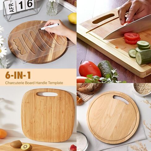 5 Pcs Router Templates for Woodworking, Acrylic Charcuterie Board Handle Template, Thick Handle Cutting Board Template, Angled Curvy Tracing Stencils Cut Guide Tools for Kitchen Woodworking in Kuwait