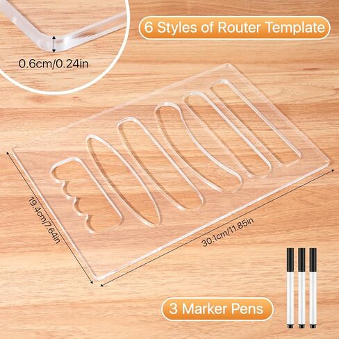 5 Pcs Router Templates for Woodworking, Acrylic Charcuterie Board Handle Template, Thick Handle Cutting Board Template, Angled Curvy Tracing Stencils Cut Guide Tools for Kitchen Woodworking in Kuwait