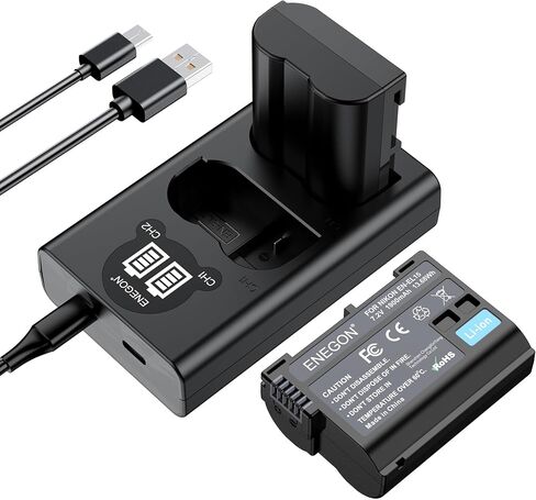 ENEGON EN-EL15C Batteries (2 Pack) and Smart LED Dual Charger Kit for Nikon ZF Z6,Z7 Z8 D7500 D7000, D7100, D7200 D500, D600, D610, D750,D780 D800, D810, D800E, D810A,D850 Digital Cameras in Kuwait