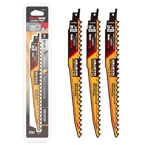 9-Inch Reciprocating Saw Blade 3TPI 24TCT Wood 3-Pack | 9-inch 24TCT carbide reciprocating saw blade designed for fast, clean wood and tree cutting in Kuwait