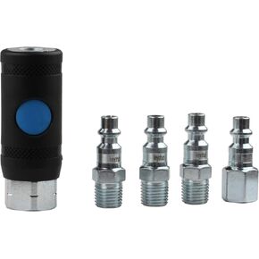 Push Button Safety 1/4 Inch Air Hose Fitting, 5 Pieces | Quick Connect Coupler, Steel with Zinc Plating in Kuwait