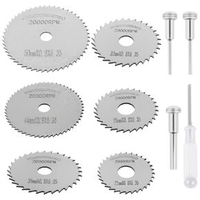 Drill Saw Blades Fits for Dremel Rotary Tool 6Pcs HSS Saw Disc Wheel Cutting Blades with 2Pcs 1/8" Round Shank,1Pcs 1/4" Round Shank for Wood Plastic Aluminum Cutting (One Screwdriver) in Kuwait