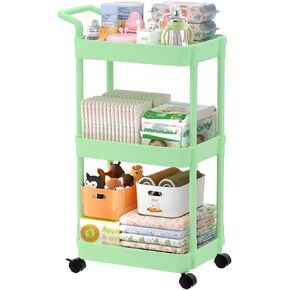 Volnamal Baby Diaper Caddy, Plastic Movable Diaper Cart Newborn Nursery Essentials Baby Diapers Organizer for Changing Table & Crib, Easy to Assemble, Beige in Saudi Arabia