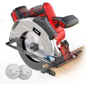 Ecarke 7-1/4" Cordless Circular Saw, Compatible with Milwaukee 18V Battery (Tool Only), Electric Circular Saw with Laser Guide, 5000RPM, 0–45° Bevel, 2-1/4" Cutting Depth, Includes 2 Blades (24T&40T) in Kuwait