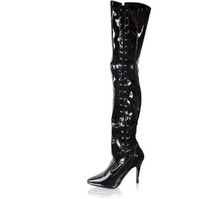 5 Heel Thigh High Stretch Boot With Side Laces in Kuwait