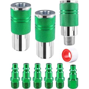 9-Piece 3/8" High Flow Air Hose Fittings Set, 3 Couplers (2 FNPT + 1 MNPT) & 6 Plugs (5 FNPT + 1 MNPT) with 3/8" Body & 3/8" NPT Threads, Air Compressor Accessories Quick Connect Set, Max 300PSI in Kuwait