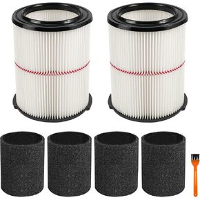 38754 Replacement Filter Compatible with Craftsman CMXZVBE38754, Fits for 5-20 Gallon shop vacuum, 2 Pack+4 Pack Foam Sleeves+1 Pack Brush in Saudi Arabia