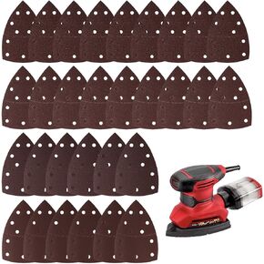 60 PCS Sander Replacement Pad Compatible with Skil, Detail Sander Sandpaper 60/80/120/240 Grits Mixed, Sanders Sandpaper with Hook and Loop Back, for Mouse Detail Sanders, 11-Hole Design in Kuwait