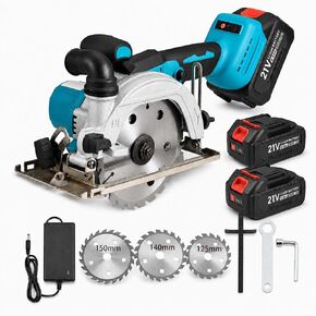 6 Inch Cordless Mini Circular Saw Brushless Motor | 2 Batteries & Charger, 3 Saw Blades Included (5", 5-1/2", 6"), Compact Saw for Wood, Plastic & Metal Cutting in Kuwait