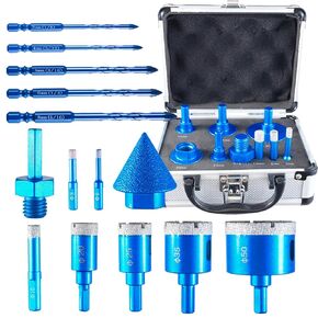 Diamond Core Hole Saw Kit 3-50Mm Dry Wet Drill Bits EVA Positioner 14 Pcs | Diamond Bit For Dry Wet Cutting Tile Glass Granite Marble, Storage Box for Home Construction Use in Kuwait