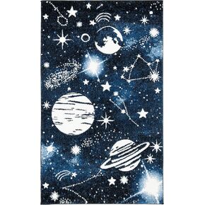 SAFAVIEH Carousel Kids Collection Accent Rug - 4' x 6', Dark Blue & Light Blue, Non-Shedding & Easy Care, Ideal for High Traffic Areas for Boys & Girls in Playroom, Nursery, Bedroom (CRK122M) in Kuwait