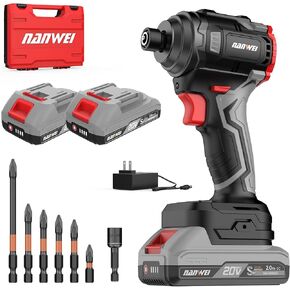 NANWEI 20V Brushless Impact Driver,2100 In-lbs (240N·m) Max Torque, 1/4" Hex Shank, 2 x 2.0Ah Batteries, and Bit Set – Ideal for Heavy Duty Home Improvement and DIY Projects(With Battery） in Saudi Arabia