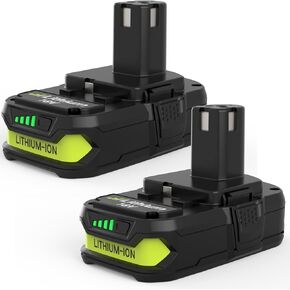 2PACK 4.0Ah Replacement for Ryobi 18V Battery and P117 Charger Combo | Compatible with Ryobi Lithium Battery and Charger 18 Volt P102 P103 P104 P107 P108 P109 Cordless Power Tools (Green-3PACK) in Kuwait