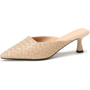 Women's Woven Mules Kitten Heels Pointed Toe Slip on Slingback Pumps in Kuwait